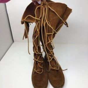 Minnetonka Front Lace Knee High Boots